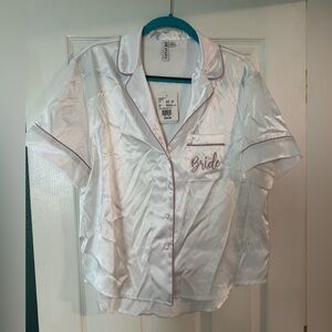 White Satin Style Bride Sleepwear Getting Ready Set